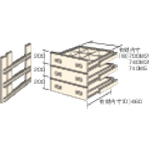 ■TRUSCO M3・M5型棚用引出し 浅型3段セット HMM6003(4613864)[法人・事業所限定][直送元]