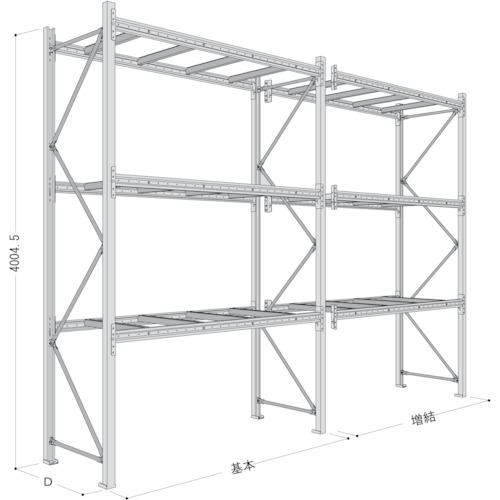 ■NF パレットラック 2ton用連結 奥行900×高さ4000×有効間口2500mm 最大積載量6000kg〔品番:P640Y25A2093B〕【4636058:0】[送料別途見積り][法人・事業所限定][直送][店頭受取不可]