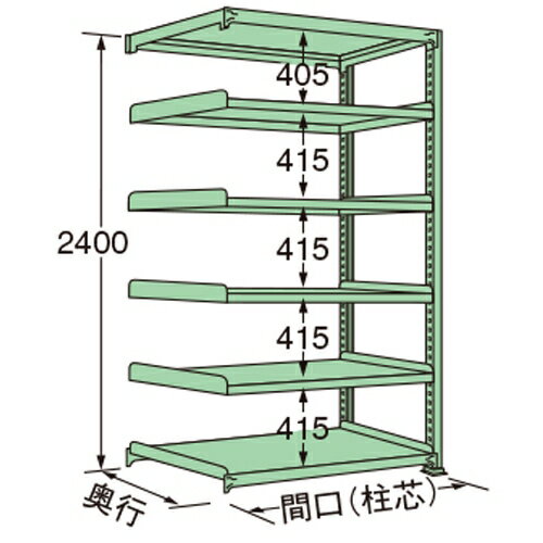 扶桑金属工業 中量ラック MS2412M06R 単連:連結タイプ 棚:6段(天板含む) [法人・事業所限定][送料別途お見積り]