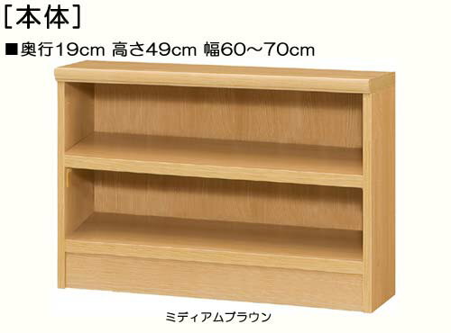 子供用本棚 高さ49cm幅60〜70cm奥行19cm厚棚板(棚板厚み2.5cm)雑貨シェルフ 玄関本棚 幅オーダー1cm単位 たゆみにくい棚板収納 子供用本棚 本棚 幅 61 cm 寸法 指定