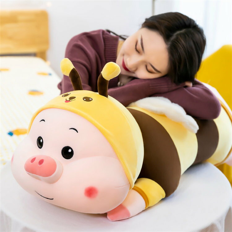 100cm ミツバチ 豚 ぬいぐるみ 超柔 手触りふわふわ 眠る ぬいぐるみ 枕 円柱 抱き枕 おもちゃ 人形 子供 可愛い 縫い ぐるみ もちゃ クッション 床ごこち だきまくらぬいぐるみ 大きい癒し極上肌触り 柔らかい インテリア