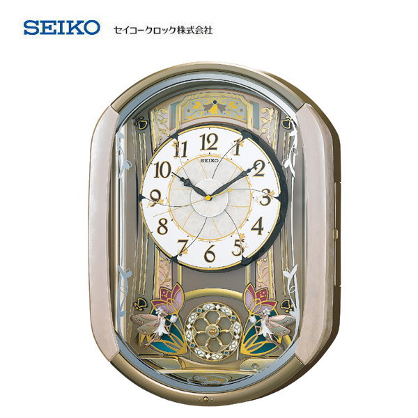 セイコー(SEIKO) 電波掛け時計 ウェーブシンフォニー RE567G 【条件付送料無料】 おしゃれな壁掛け電波時計/電波掛時計/電波時計/贈答品・贈り物/プレゼント・ギフト/お祝い返し/お返し/新築祝い/かわいいメロディー/からくり時計・振り子時計