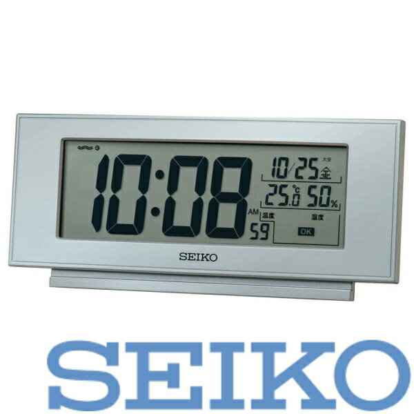 【送料無料】SEIKO セイコークロック 目覚まし時計 銀色メタリック 電波 デジタル 温度 湿度 表示 快適環境NAVI SQ794S ※北海道・九州・沖縄・離島は別途送料(1080円-2160円)ホワイト コスメ マスカラ ドライヤー トラベル 温泉 祭り 横浜 味噌 豆腐 浅草