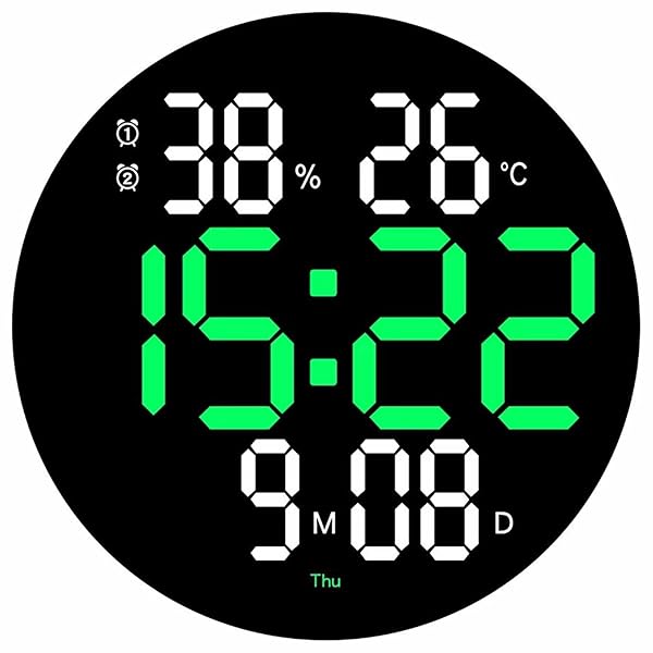 LEDデジタル時計 人気時計 壁掛け 多機能 壁掛け時計 発光 大数字 ファッション配色 見やすい 静音 光感調節 正逆タイマー/温度/湿度/日付/目覚まし時計 同画面表示 USB充電 記憶機能 リモコン操作 オフィス ホーム 倉庫 リビングルーム