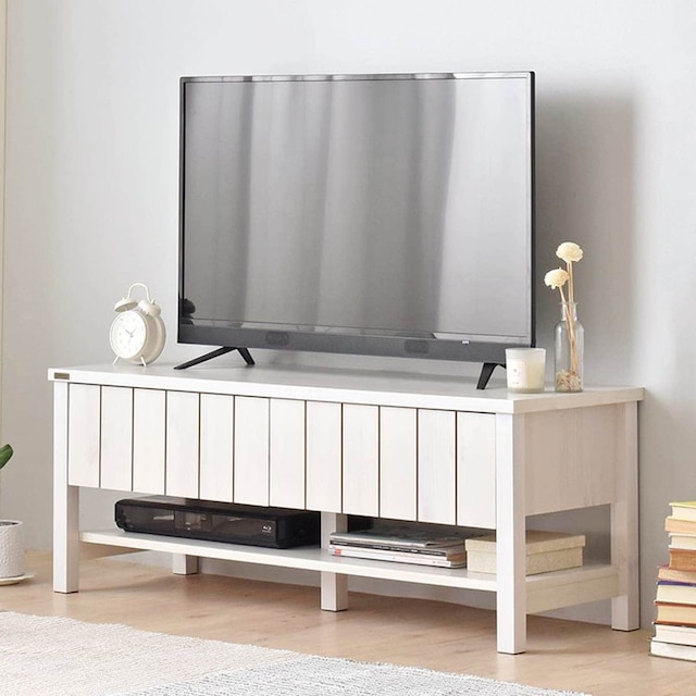 ナチュラルテイストな天然木調のテレビ台 (ローボード幅118cm WH)