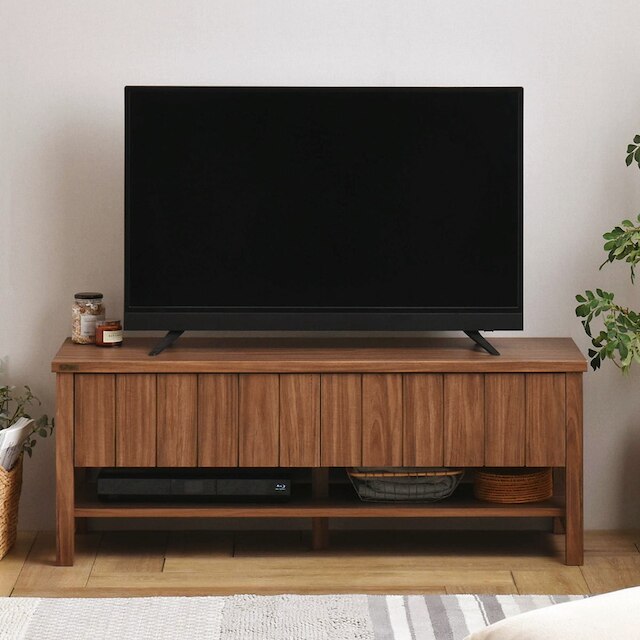 ナチュラルテイストな天然木調のテレビ台 (ローボード幅118cm BR)