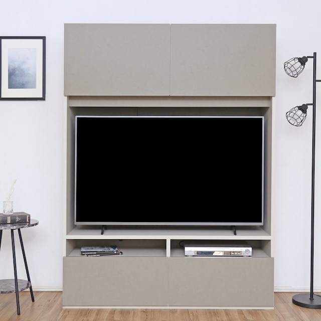 モダン ハイタイプテレビボード (幅134.5cm LGY)
