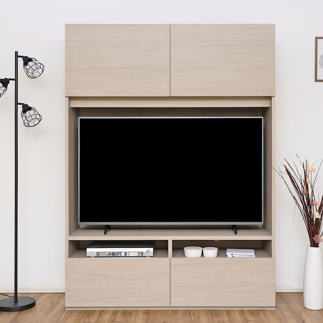 モダン ハイタイプテレビボード (幅134.5cm グレージュ)