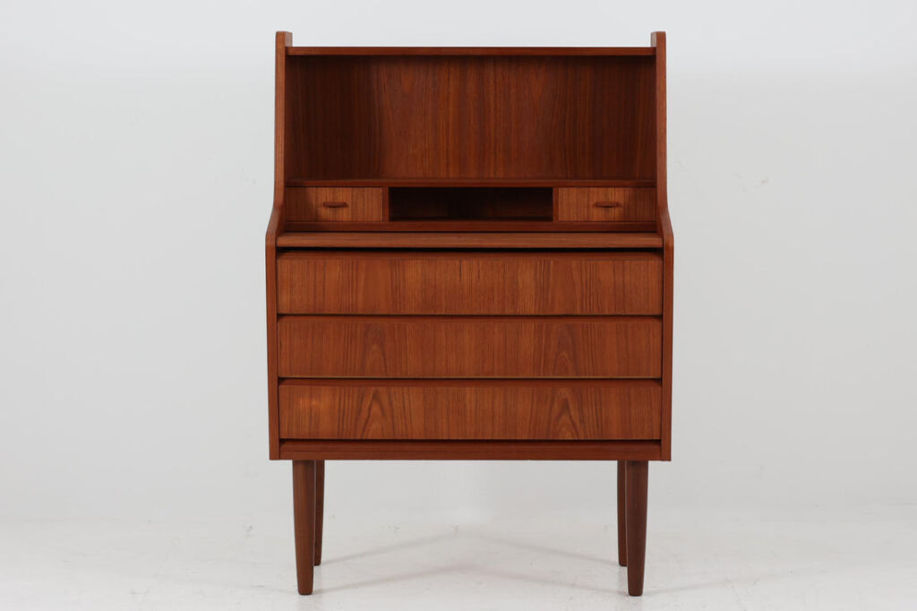 ライティングビューロ/机　チーク材　鏡付き　北欧家具ビンテージ/DK17060