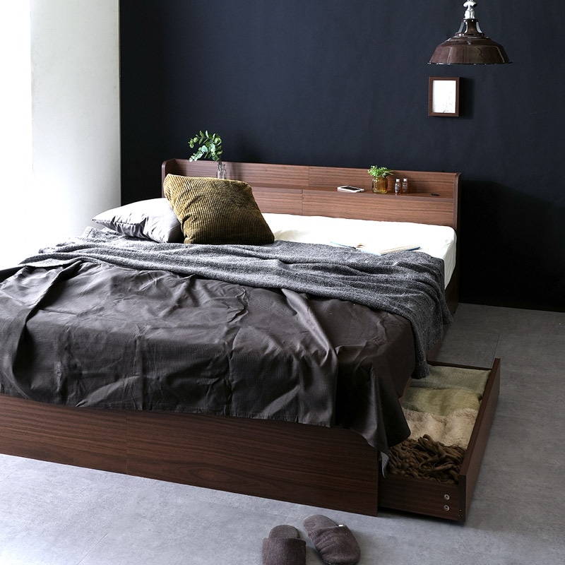 ヘッドボード付き 引出し収納ベッド/エミー【EMMY】