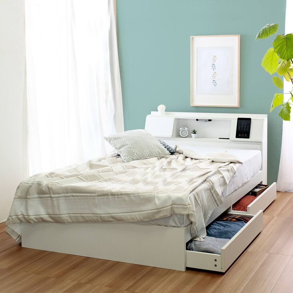 ヘッドボード付き 引出し収納ベッド/フラップ【FLAP】