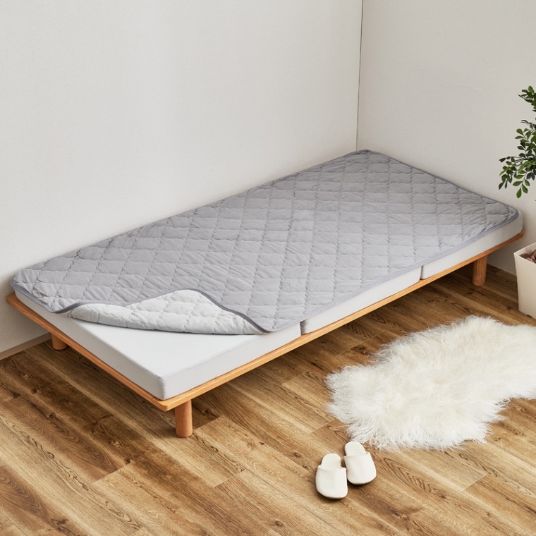 【シングル/2点セット】三つ折り ウレタンマットレス＆敷きパッドセット コットンパイル（防水タイプ）ピタっと密着【PITARA】ピターら