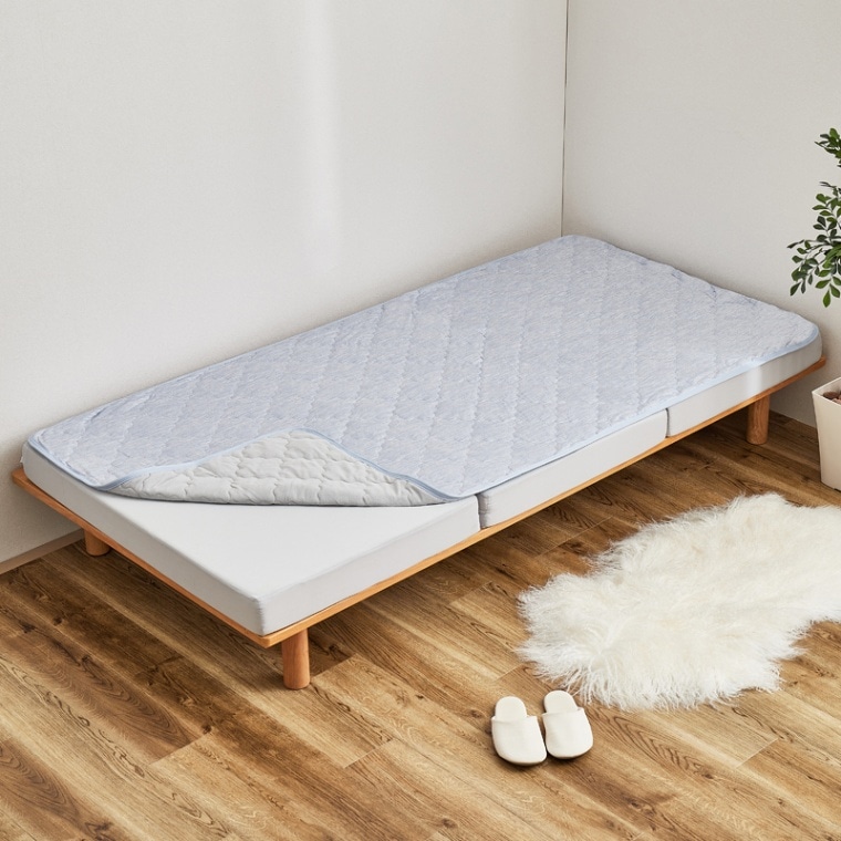 【セミダブル/2点セット】三つ折り ウレタンマットレス＆敷きパッドセット 接触冷感 ピタっと密着【PITARA】ピターら