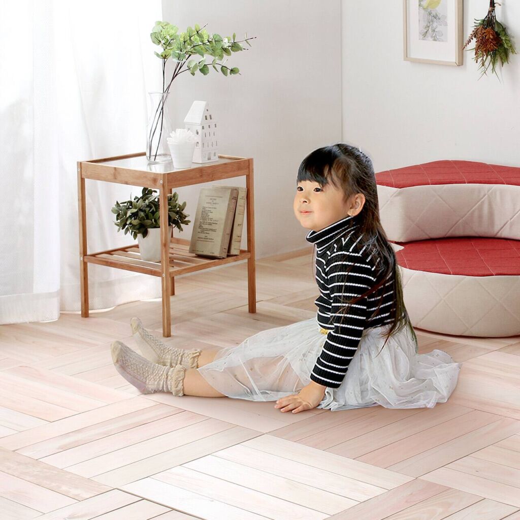 床DIYフローリング、敷くだけ簡単!ひのきタイル