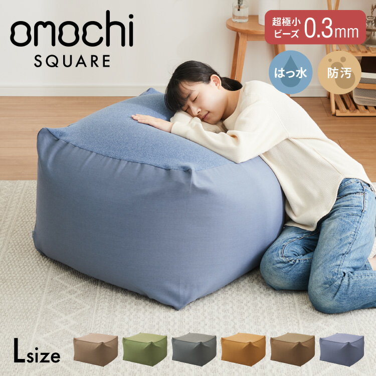 ビーズクッション キャンバス生地 65×65×43cm Lサイズ omochi SQUARE 椅子 イス 背もたれ 1人 極小ビーズ カバーリング へたりにくい 低VOC 洗える ソファ フロアソファ【送料無料】