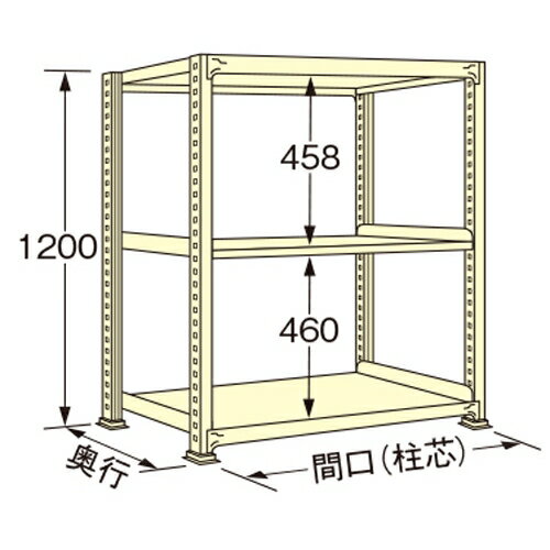 扶桑金属工業 中量ラック WM1218J03T 単連:単体タイプ 棚:3段(天板含む) [法人限定][送料別途お見積り]