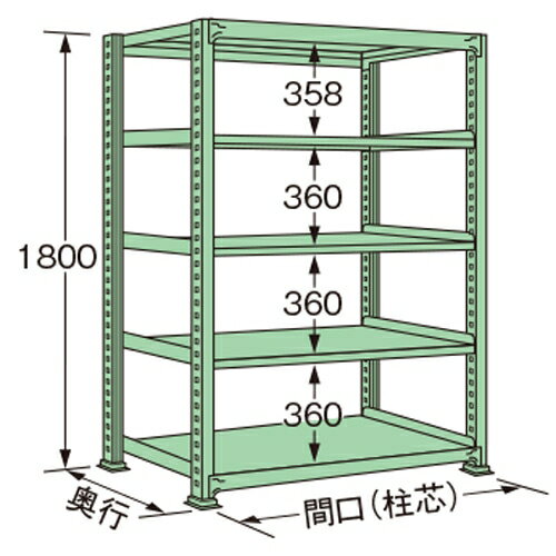 扶桑金属工業 中量ラック MG1812K05T 単連:単体タイプ 棚:5段(天板含む) [法人限定][送料別途お見積り]
