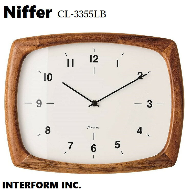 INTERFORM インターフォルム おしゃれ時計 Niffer ニフェル 掛時計CL-3355 掛け時計 時計 オシャレ かわいい 電波時計 電波 壁時計 北欧 シンプル ナチュラル リビング ダイニング 寝室 一人暮らし ウォールクロック インテリア 木 四角 見やすい カフェ ギフト お祝い 新築