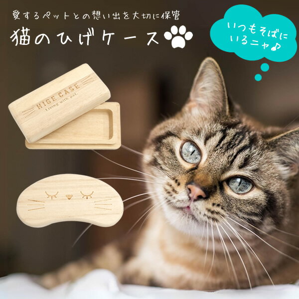 FBM62 ネコのひげケース [TE] 猫 ねこ 犬 髭 ヒゲ 毛玉 ペット 想い出 メモリアル ギフト プレゼント 天然木 桐製 ビーンズ スクエア PET