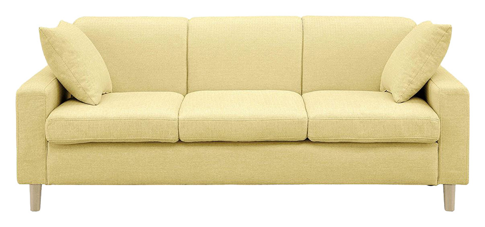 生地15色×木脚2色から選べるシンプルモダンなソファ 3人掛け 【ライトブラウン】 [幅176]