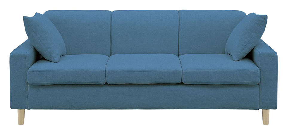生地15色×木脚2色から選べるシンプルモダンなソファ 3人掛け 【ターコイズブルー】 [幅176]