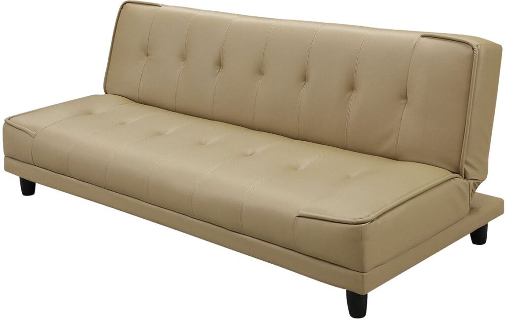 ３人掛けのシンプルなソファベット 【ダークブラウン（PVCレザー）】 [幅181]