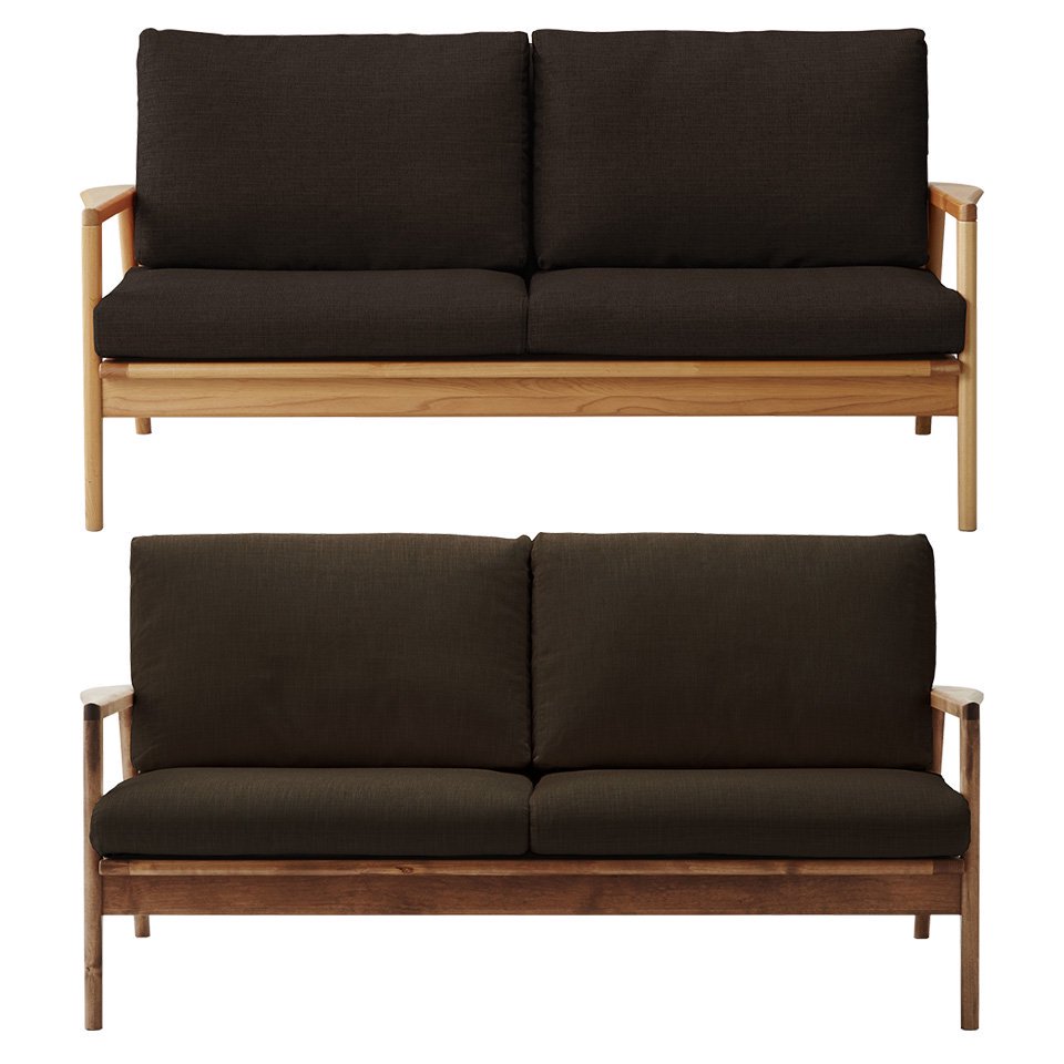 アルダー無垢材を使った天然木フレームソファ ２色から選べるフレーム 2.5人掛け【ダークブラウン】［幅158］