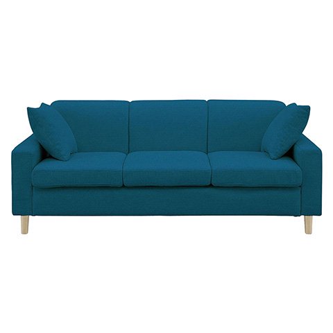 生地15色×木脚2色から選べるシンプルモダンなソファ 3人掛け 【ターコイズブルー】 [幅176]