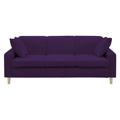 生地15色×木脚2色から選べるシンプルモダンなソファ 3人掛け 【ダークパープル】 [幅176]
