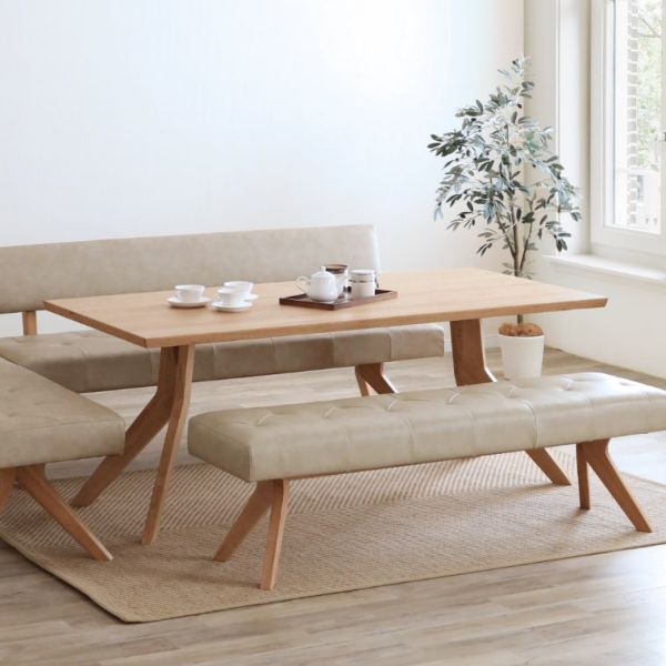 【開梱設置】180テーブル レブル（ダイニングテーブル／ダイニング／テーブル／リビング／180×90cm／6人掛け／木製／ナチュラル）