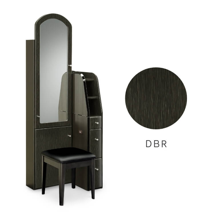 ベルク　60ドレッサー （ドレッサー/化粧台/メイク台/姿見/全身鏡/ミラー/スツール付き/コンセント付き/引き出し付き/棚付き/北欧/木目柄/ハイグロスシート/サンキコーポレーション）