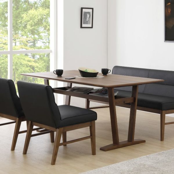 【開梱設置】150テーブル ウォルト（ダイニングテーブル／ダイニング／テーブル／リビング／150×85cm／4人掛け／収納棚付き／ラック／木製／ナチュラル）