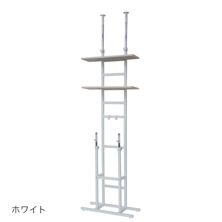 突っ張り式自転車ラック 幅61 奥行23 BS-821 （ホワイト／ブラック／ディスプレイスタンド／盗難防止／錆防止／汚れ防止／小物置き ）