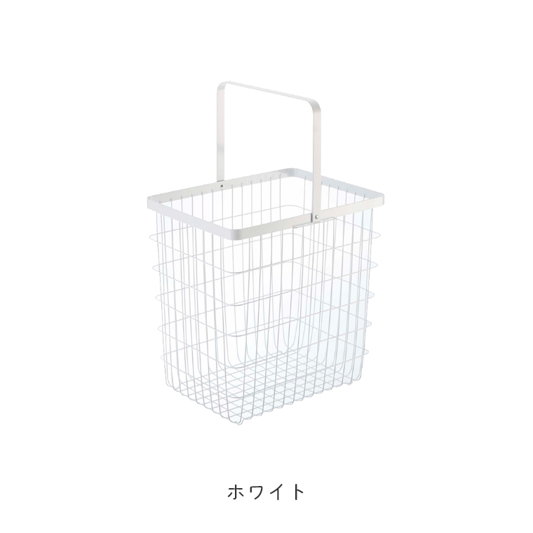 [ 山崎実業 tower/タワー ] ランドリーワイヤーバスケット Lサイズ (洗濯かご/ランドリーボックス/洗濯物入れ/折りたたみ/大容量/シンプル/モノトーン/ホワイト)