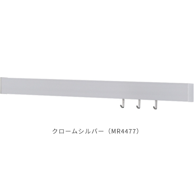 簡単壁付け ハンガーラック 壁に付けられる家具 スリム長押 600mm ブラック木目(ZM-169) クロームシルバー(MR4477) / 60cm