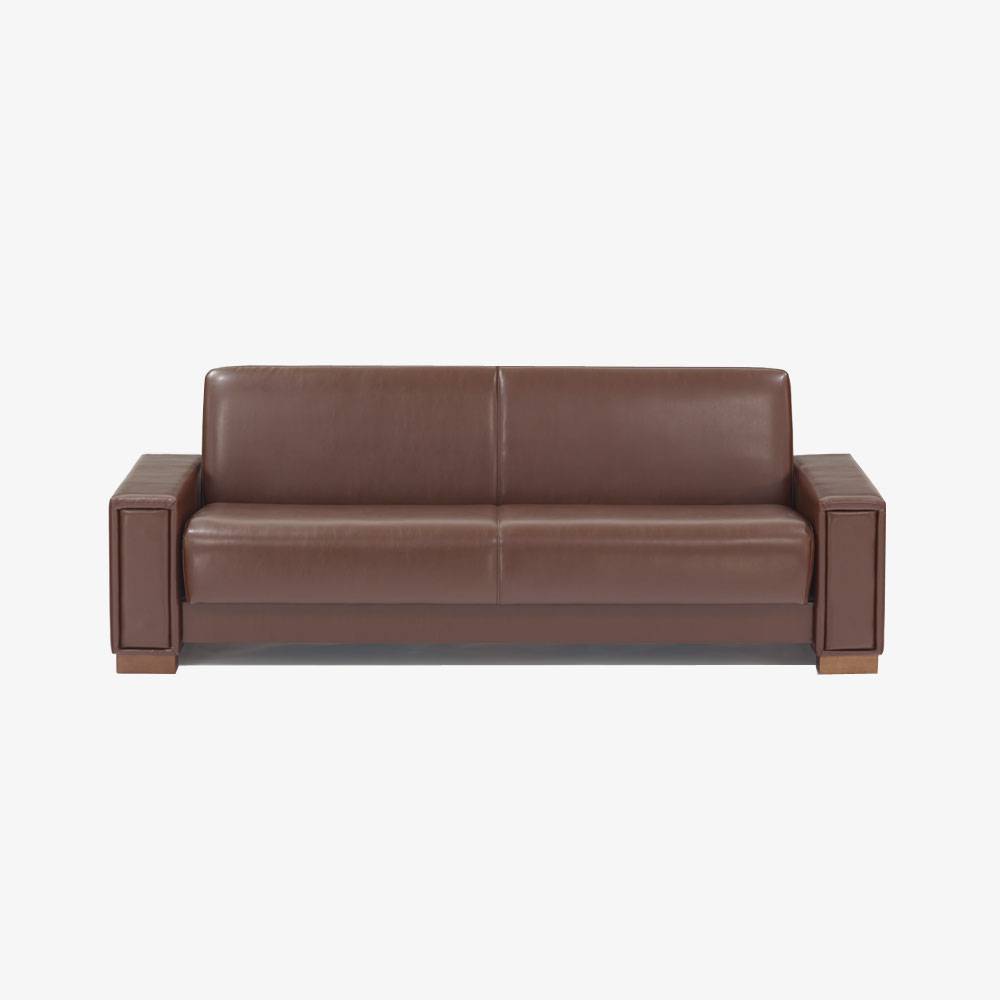 ソファベッド「Nカフェ 1600/1960」合成皮革 #R16モカ色 木脚全2色