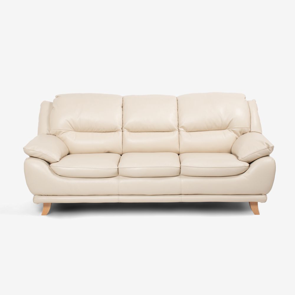 ソファ 3人掛け「オースチンKD」幅207cm 革#J/S-862C ビスク色 脚部全6種類