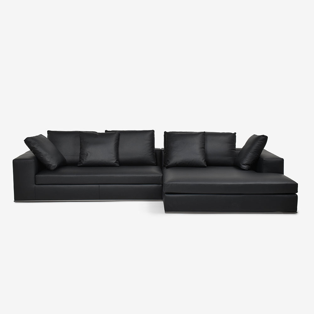 erba（エルバイタリア）カウチソファ2点「ビアモンテナポレオーネ」向かって右カウチ 革ブラック ARREDO300