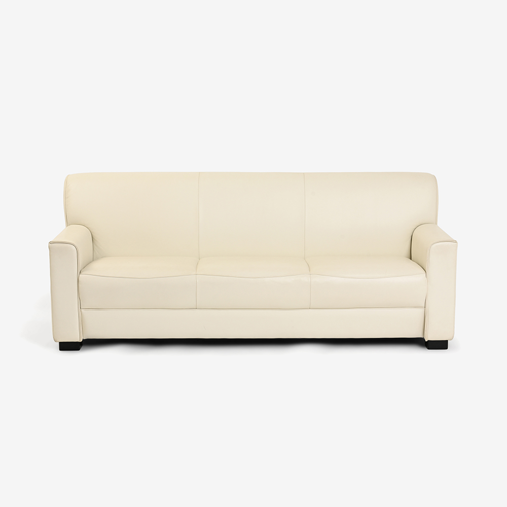 ソファ「バロン」3人掛け 半革アイボリー色 #NO.107