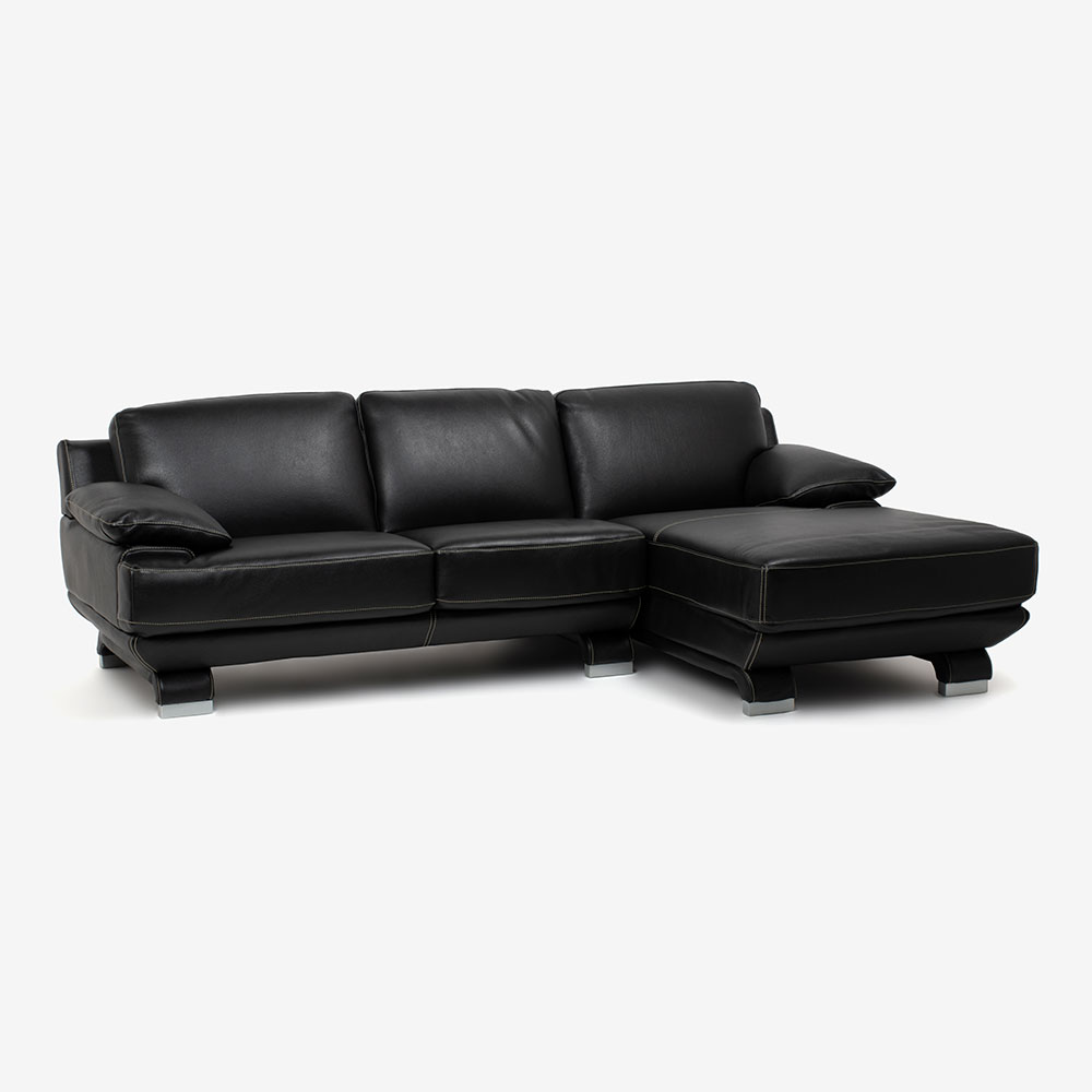 カウチソファ 向って右カウチ「L/S 01（エルエス01）」幅242cm 革ブラック色 #R-887C【お手入れキットの特典付き】