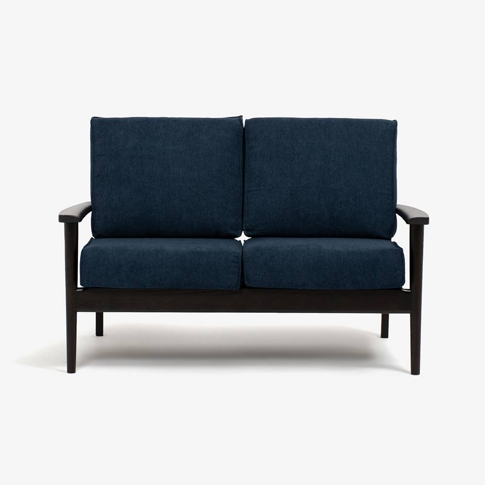 ラブソファ「シネマN3」幅128.5cm レッドオーク材 ダークブラウン色 カバーリング仕様 布全9色