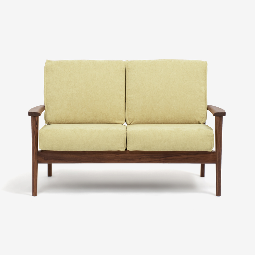 ラブソファ「シネマN2」幅128.5cm ウォールナット材 カバーリング仕様 布全9色