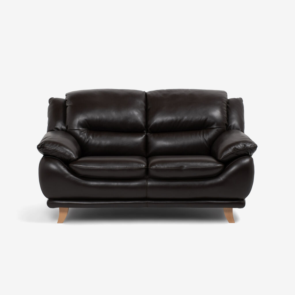 ラブソファ 2人掛け「オースチンKD」幅156cm 革#J/S-037C ウォールナット色  脚部全6種類