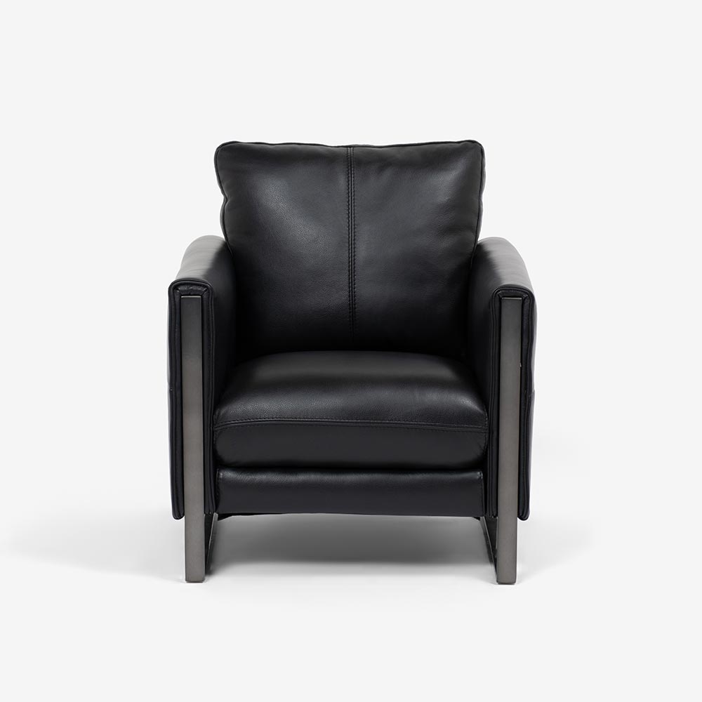 アームチェア「L/S 58N（エルエス58）」革#J-023Cブラック色