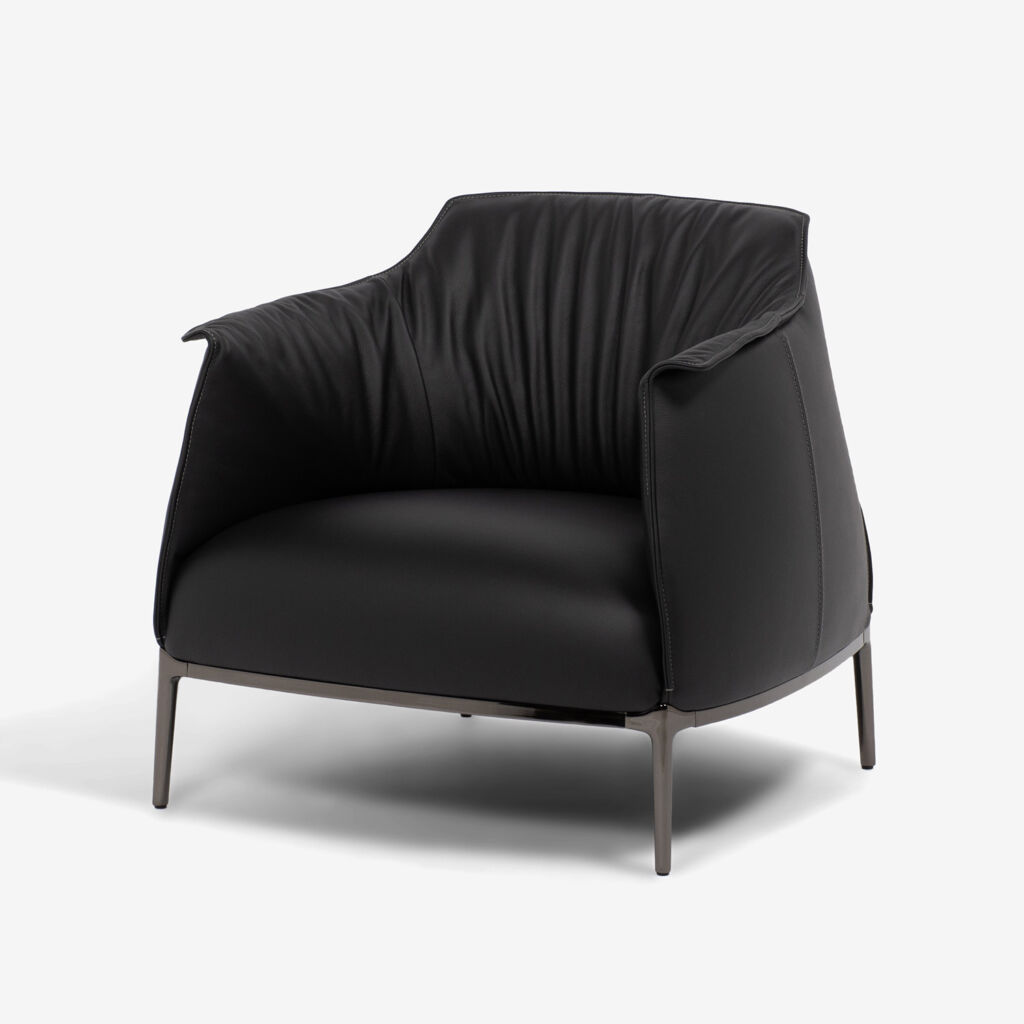 PoltronaFrau（ポルトローナ・フラウ）アームチェア「アーチボルド」革ブラック色