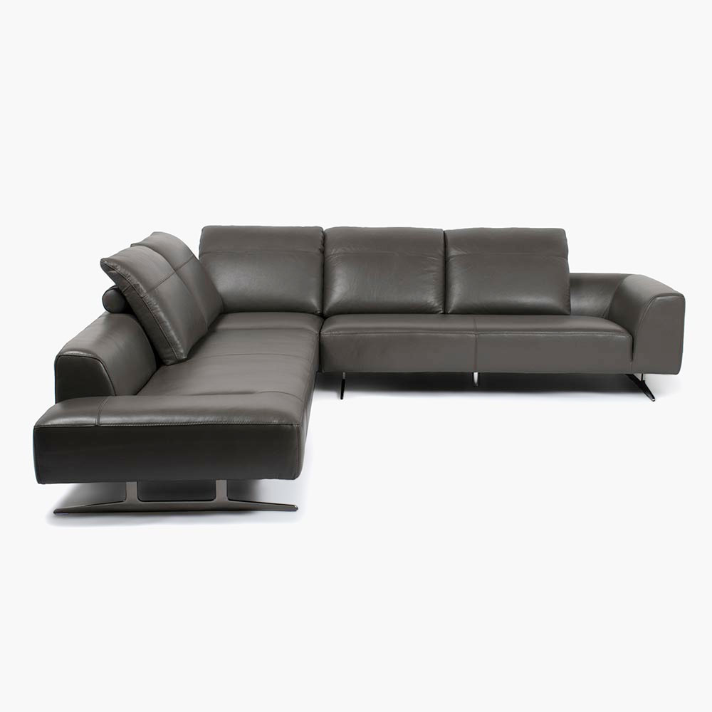 コーナーカウチソファ 3点セット「L/S 59（エルエス59）」301x287cm カウチ背無し小（向って左肘） コーナーチェア 片肘ソファ向って右肘 革グラファイト色 #J-112E