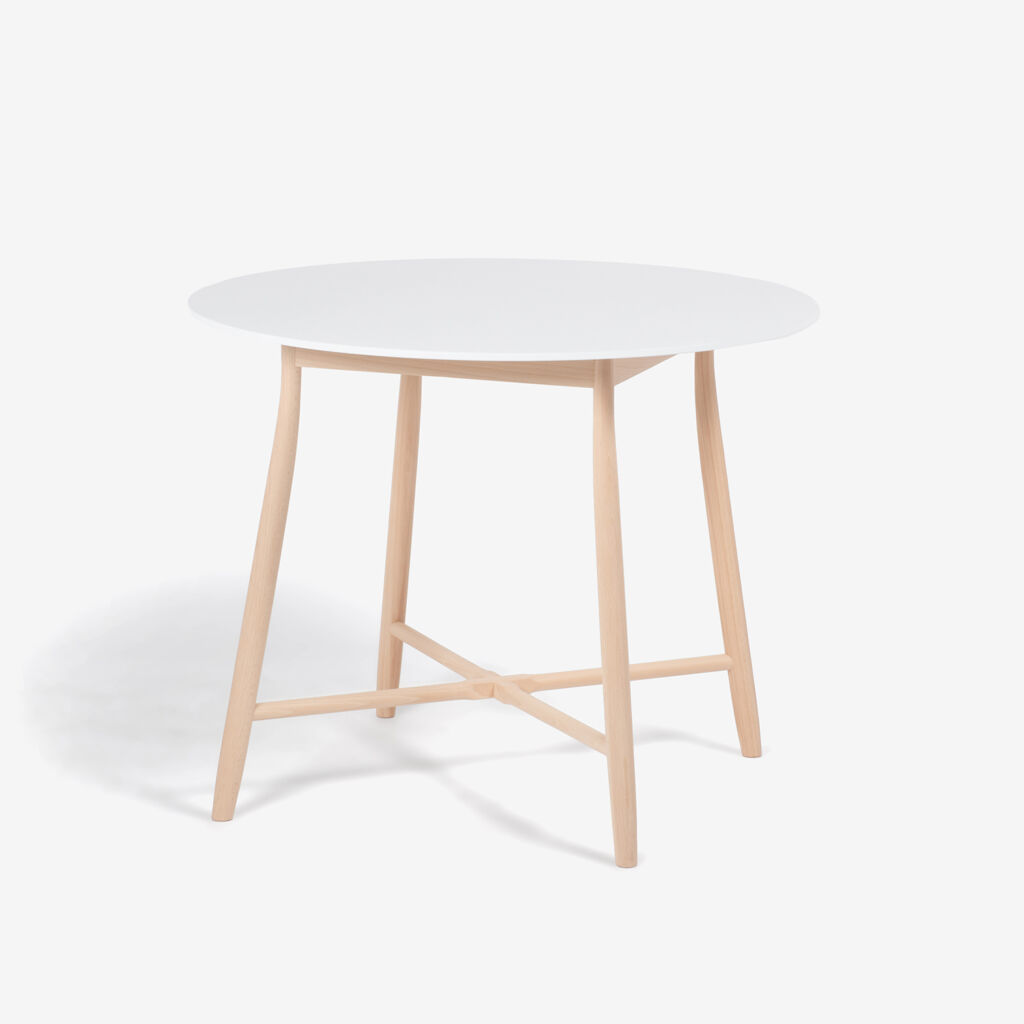 秋田木工 ダイニングテーブル（丸）「209EB」 ブナ材EBホワイト色