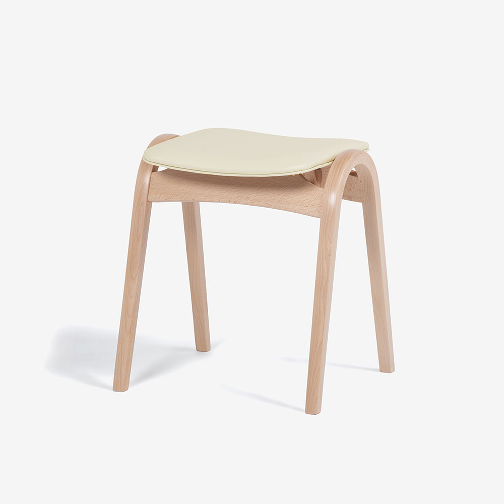 秋田木工 スツール「No.202」ブナ材NAナチュラル色 張地#PVCBE ベージュ色