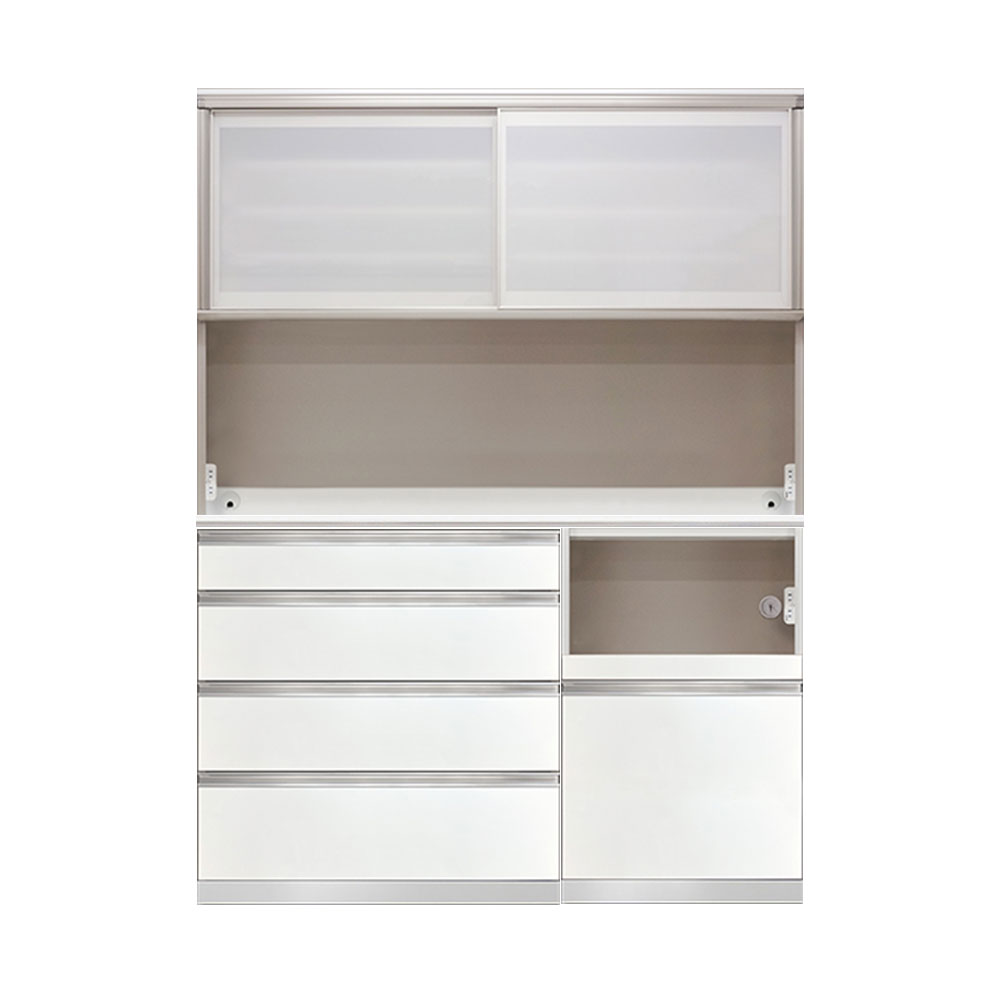 AYANO（綾野製作所）ダイニングボード「スタイン」幅150.2cm 奥行45cm 高さ202cm パールホワイト色【受注生産品】