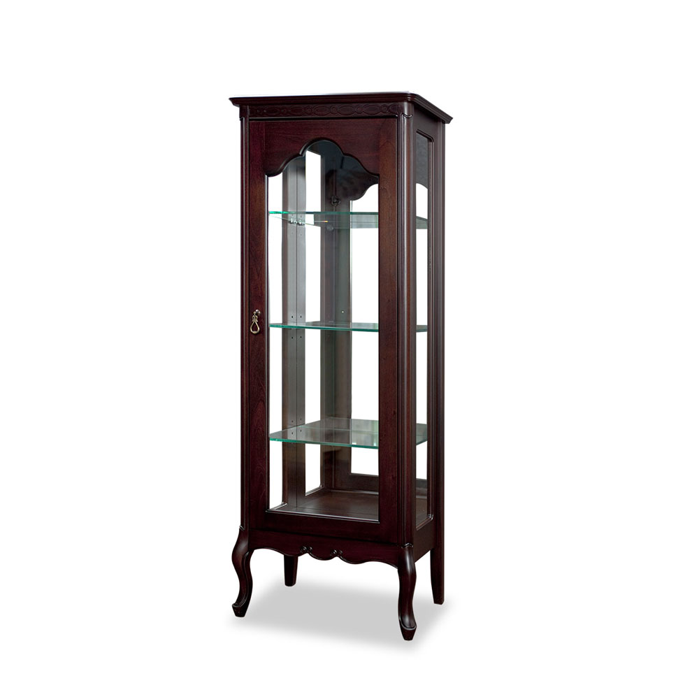 キュリオケース「フルール55 DM」幅55cm マホガニー材ダークブラウン色